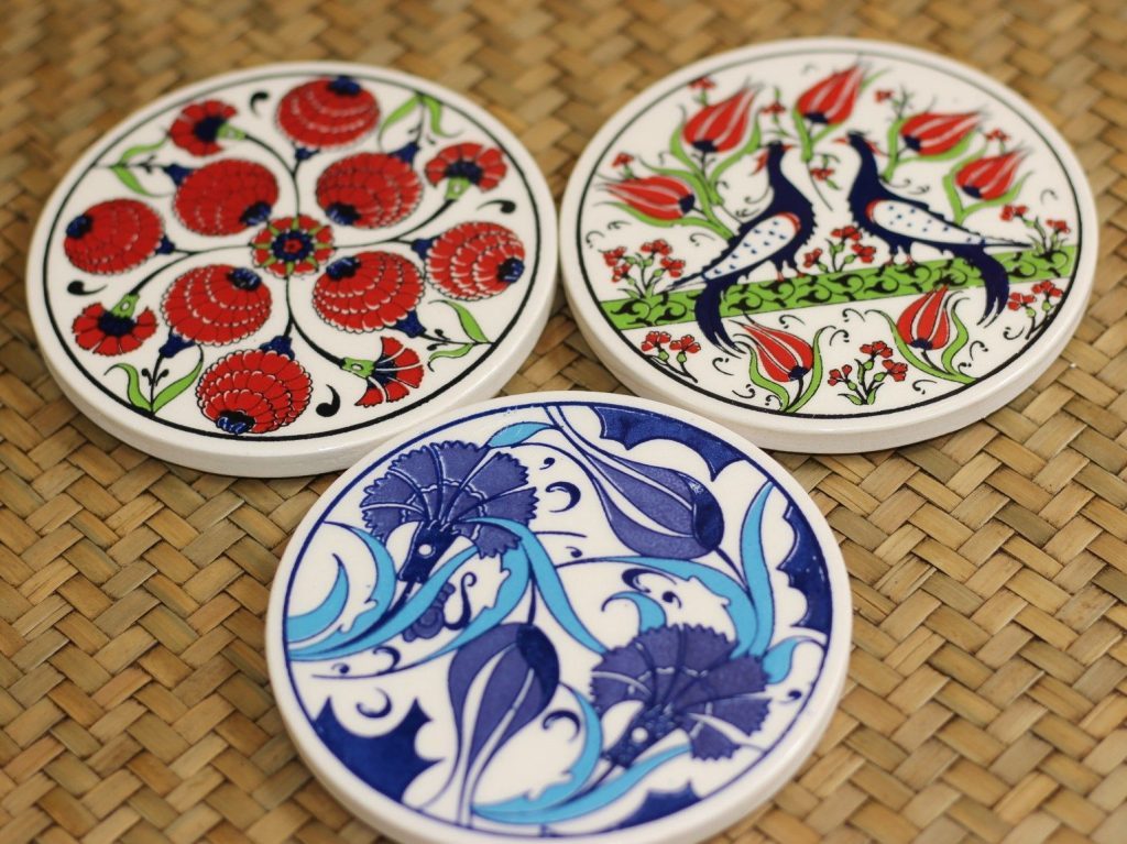Printed 10cm Ceramic Colorful Turkish Coasters Nirvana