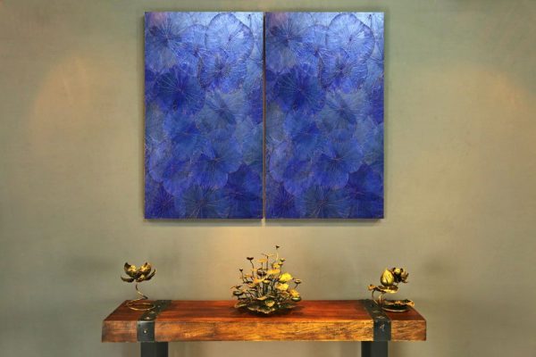 100 x 60 Lotus Leaf Art Moody Blue