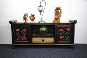 120 x 53 cm Rattan Entertainment Unit With Colour On Carving