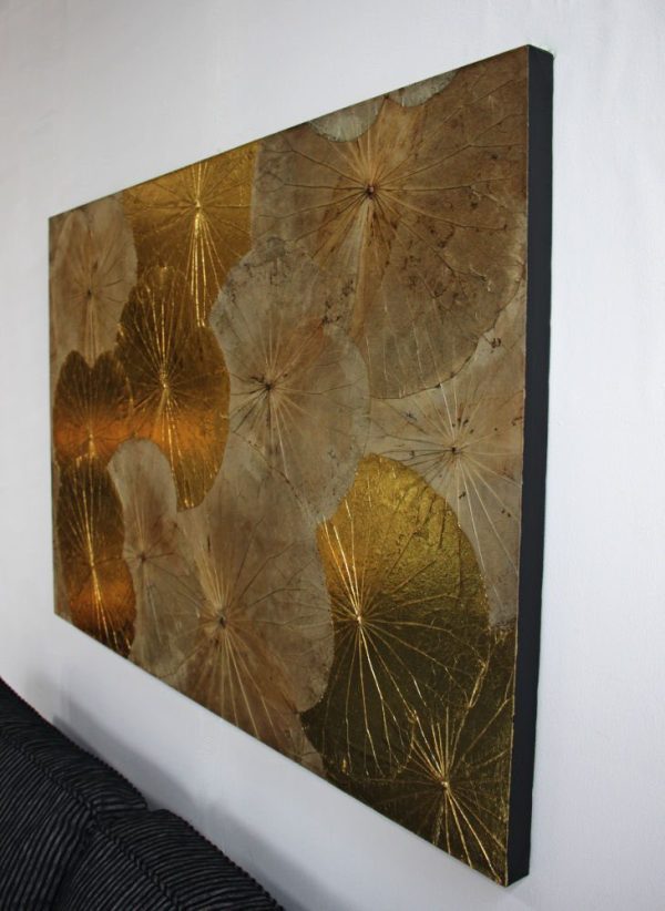 120 x 80 Lotus Leaf Art Golden Glow