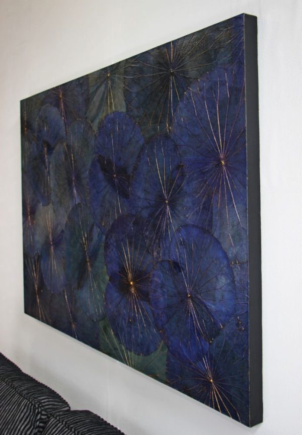 120 x 80 Lotus Leaf Art Moody Blue