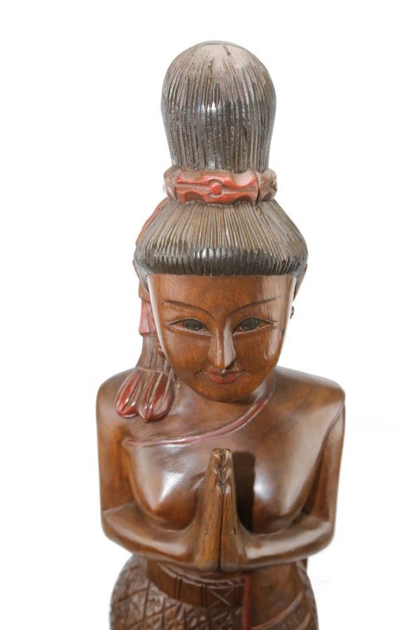 130cm Carved Wooden Sawasdee Lady