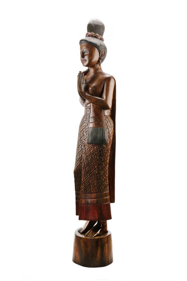 130cm Carved Wooden Sawasdee Lady