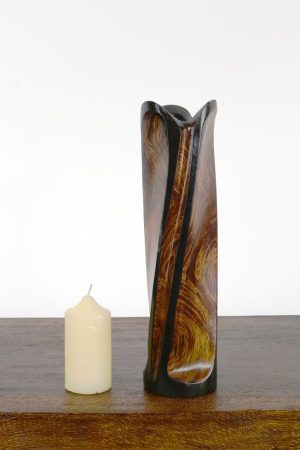 30cm Mangowood Vase Circled Tulip Shape