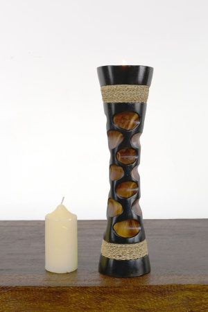 30cm Mangowood Vase Circled With Twine Design