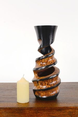 30cm Mangowood Vase Medium Hollow