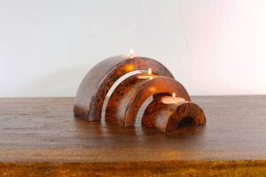 3 Tier Mangowood Tea Candle Set