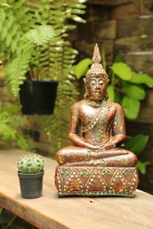 35cm Resting Buddha Antique Brown