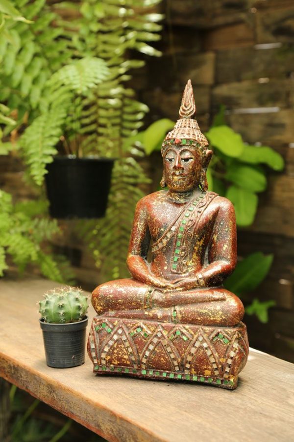 35cm Resting Buddha Antique Brown