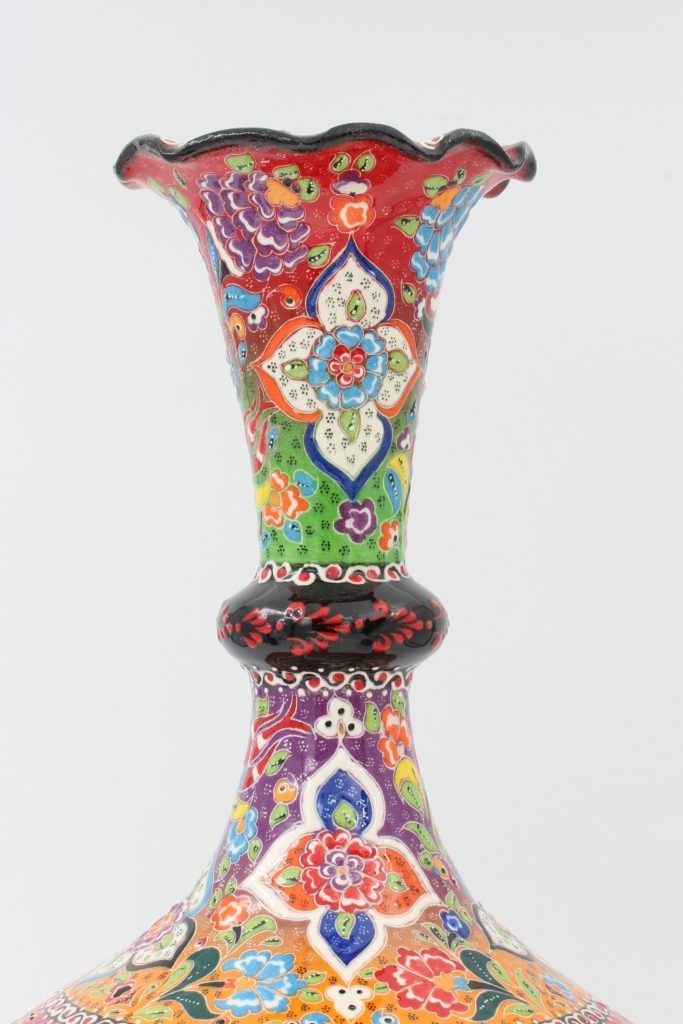 Absolutely Stunning 40 cm Hand Made Turkish Ceramic Tear Vase Colourful