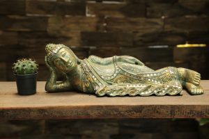 40cm Buddha Lying Antique Green