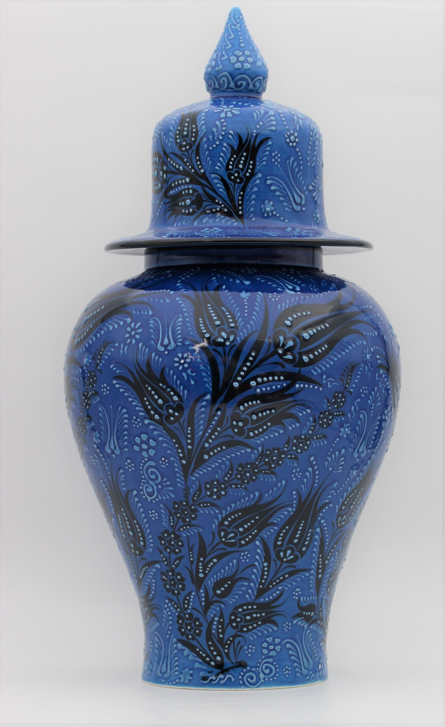 Cm Hand Made Turkish Ceramic Shah Vase In Turquoise Blue Nirvana