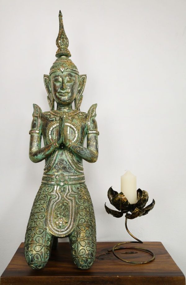 80cm Antique Green Thai Angel Kneeling