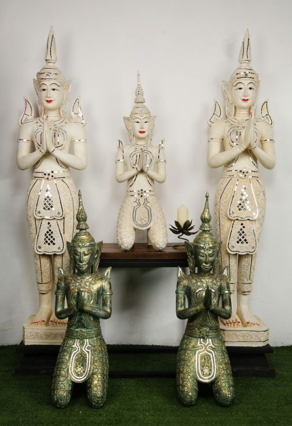 80cm Antique Green Thai Angel Kneeling