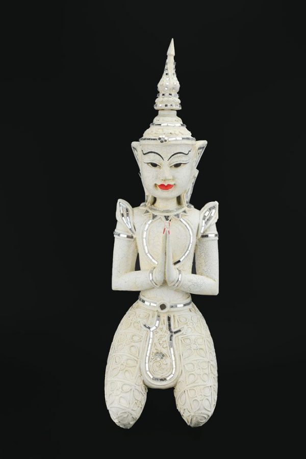80cm Antique White Thai Angel Kneeling