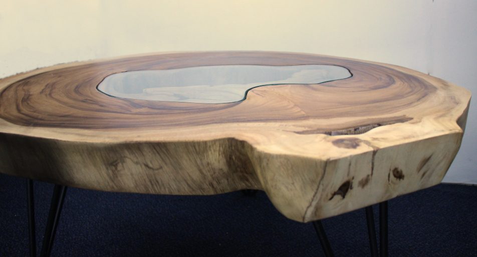 Acacia Wood Log Design Contemporary Coffee Table Large Nirvana