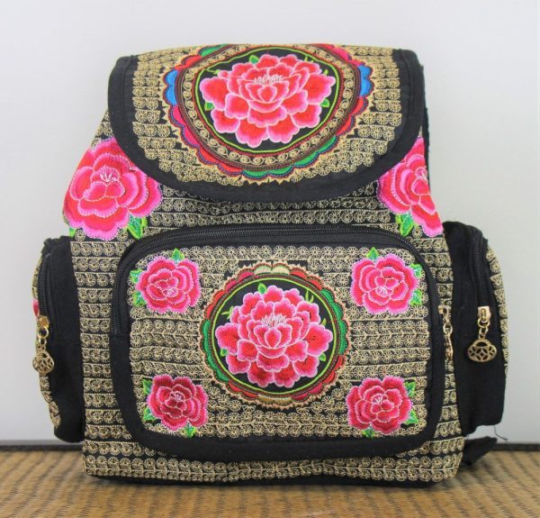 leather flower backpack