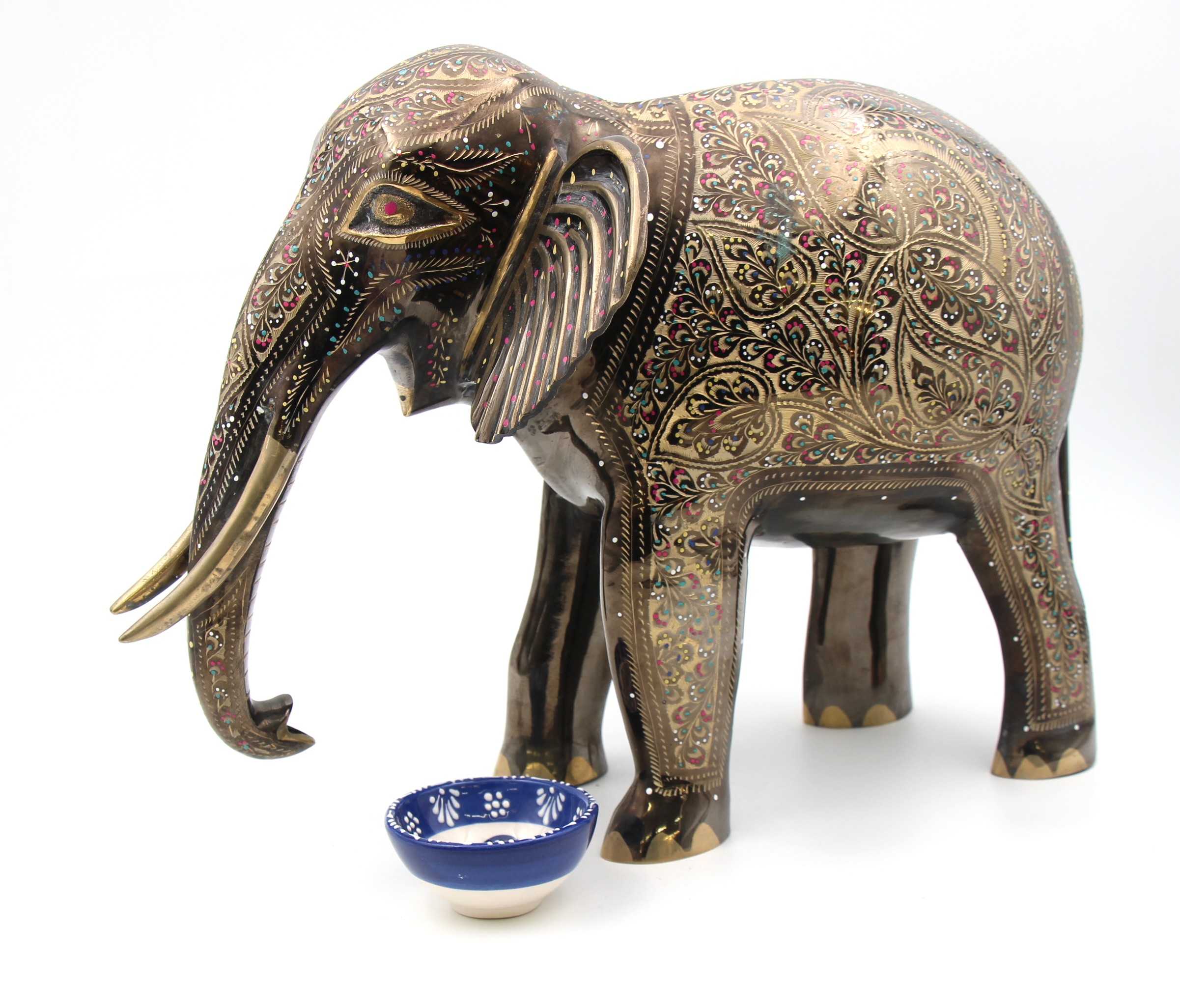 Brass Handcrafted Elephant 55 cm trunk down 1