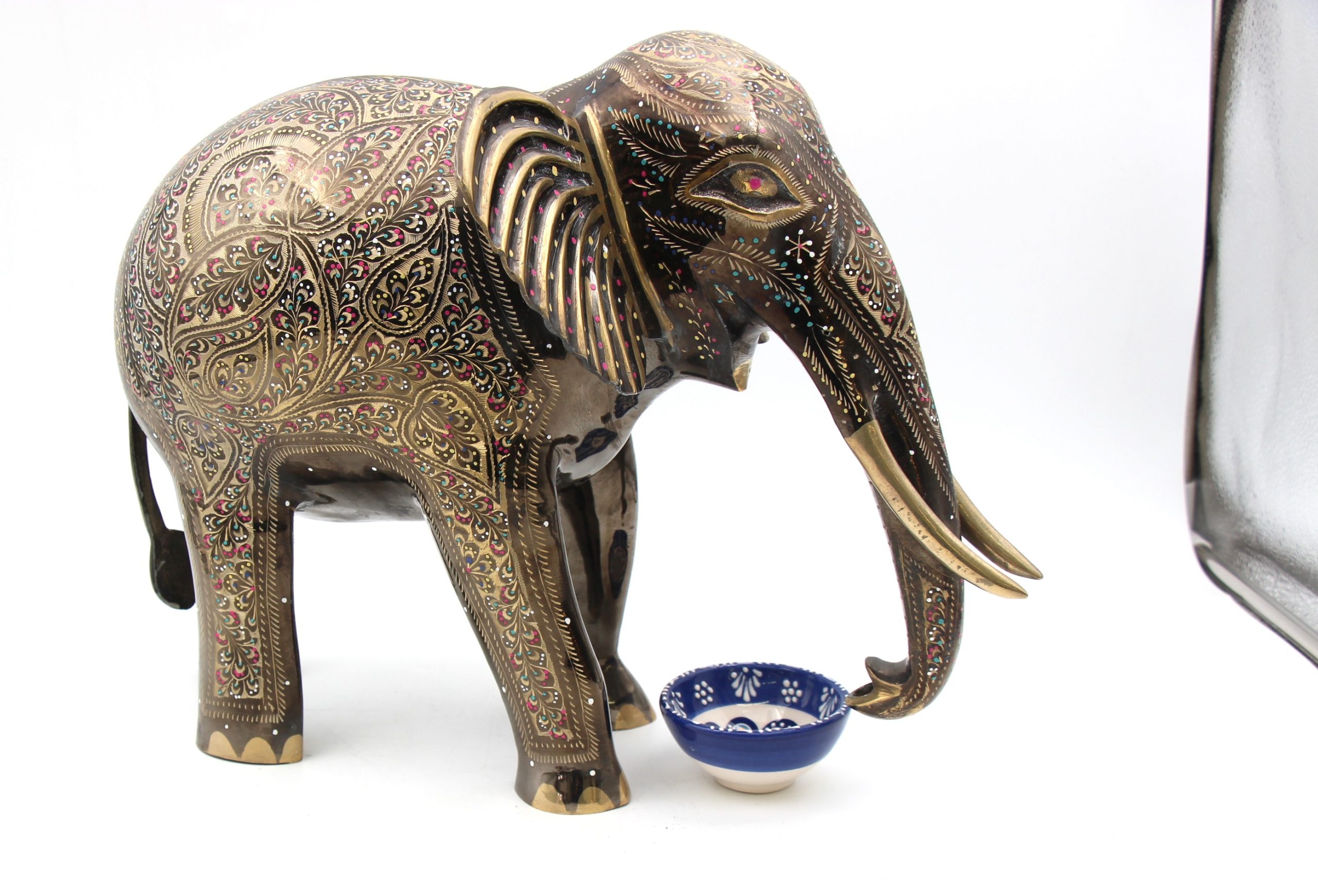 Brass Handcrafted Elephant 55 cm trunk down 2