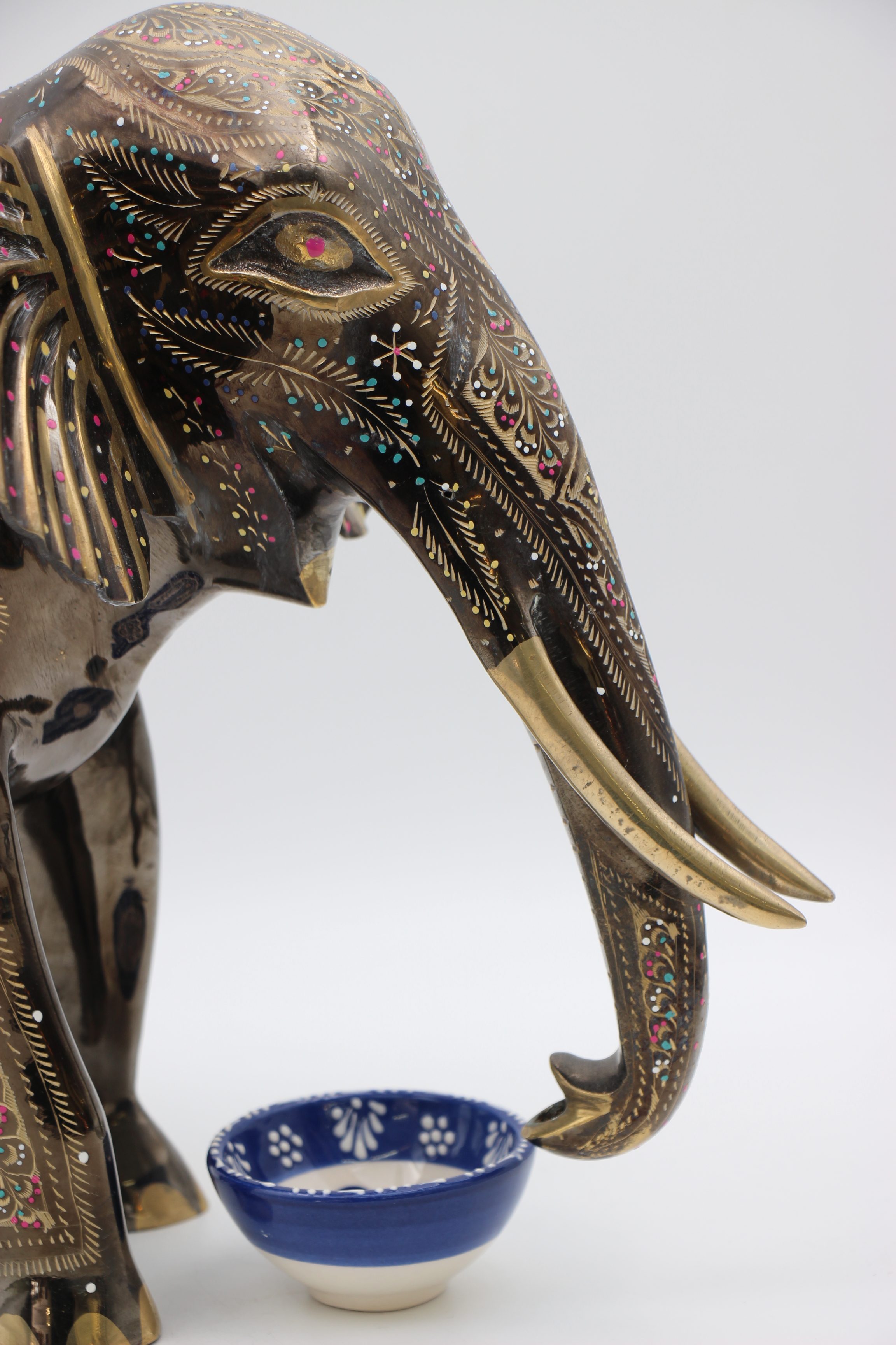 Brass Handcrafted Elephant 55 cm trunk down 4