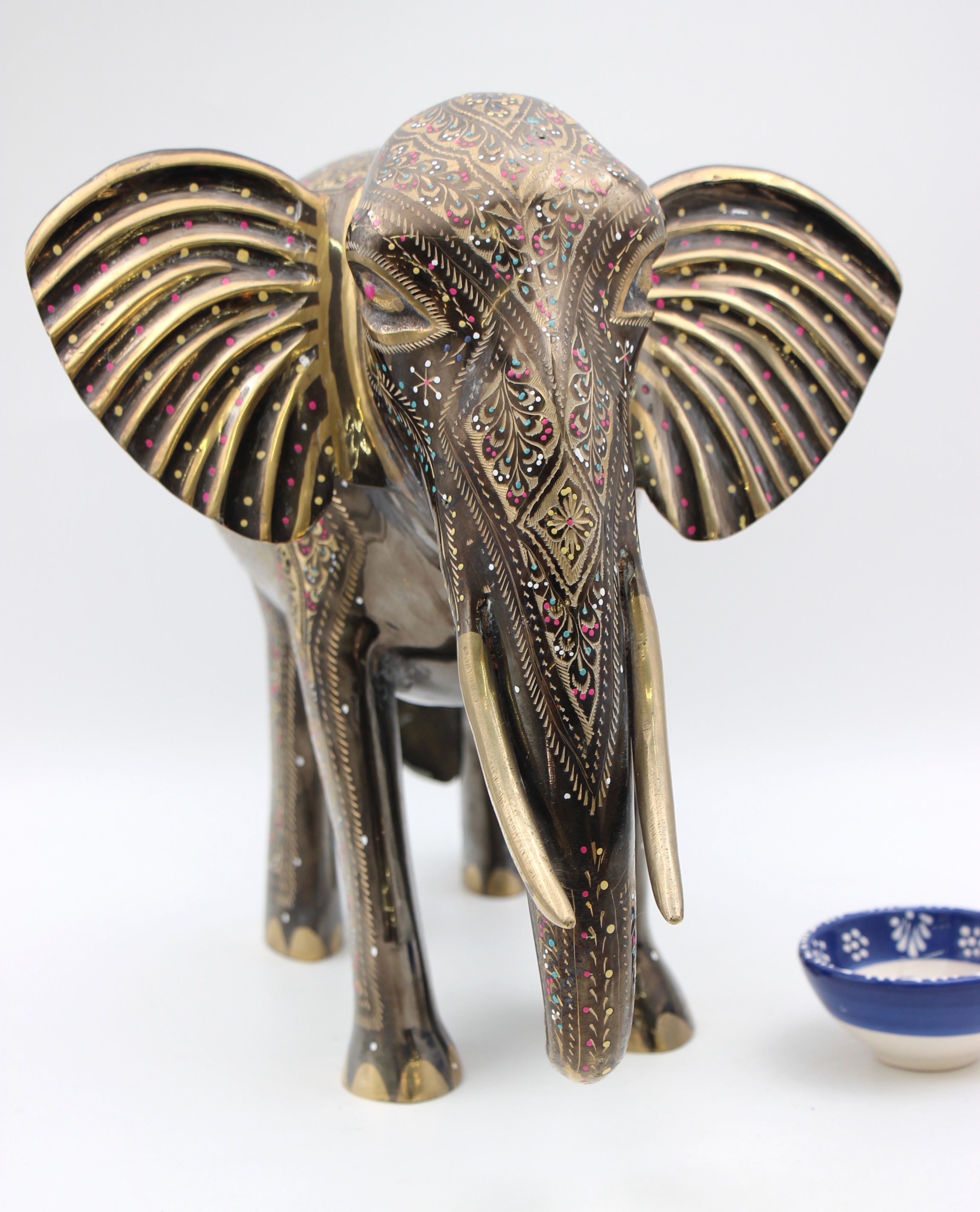 Brass Handcrafted Elephant 55 cm trunk down 5