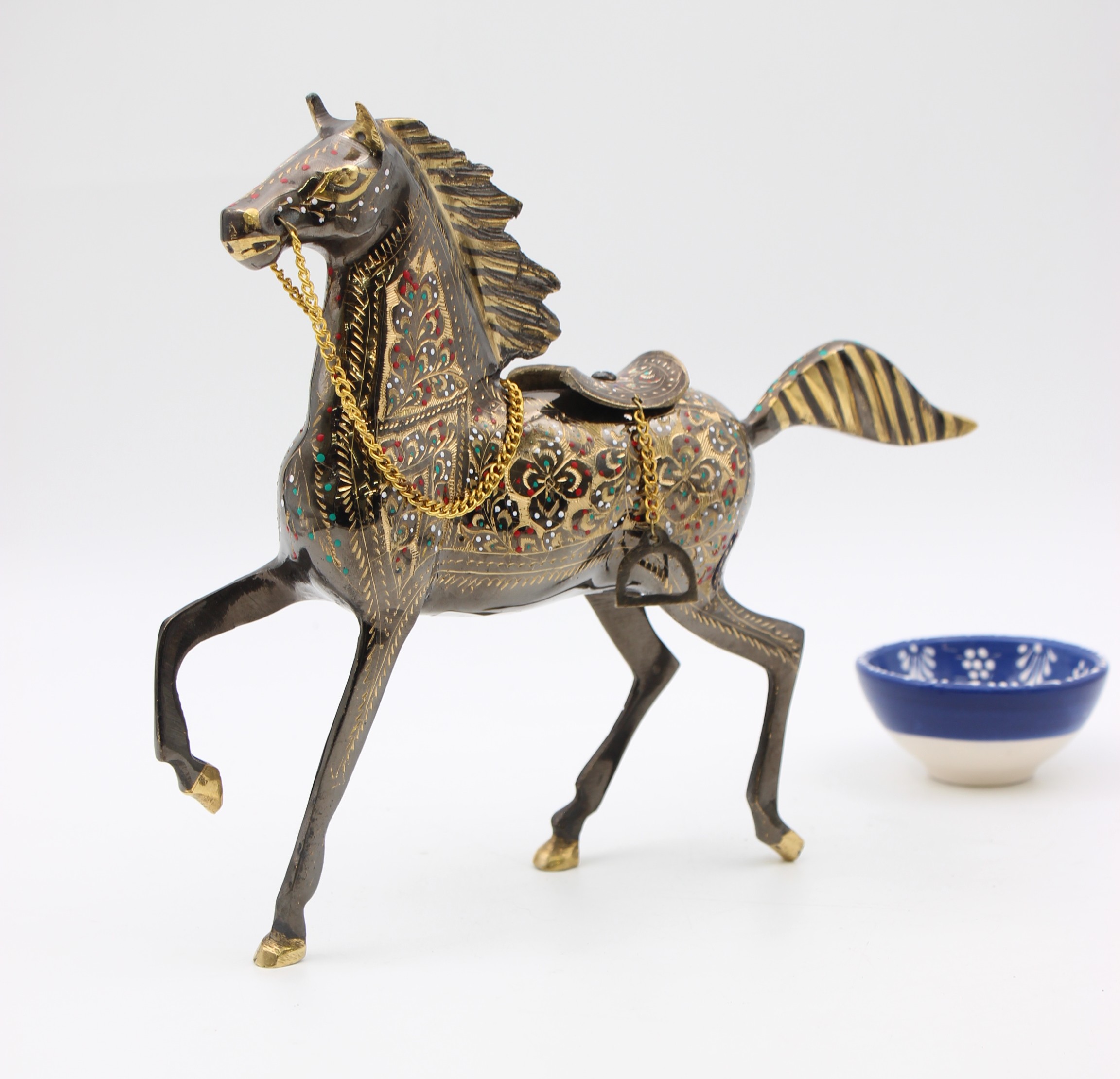 Brass Handcrafted Prancing Horse 25 cm 1