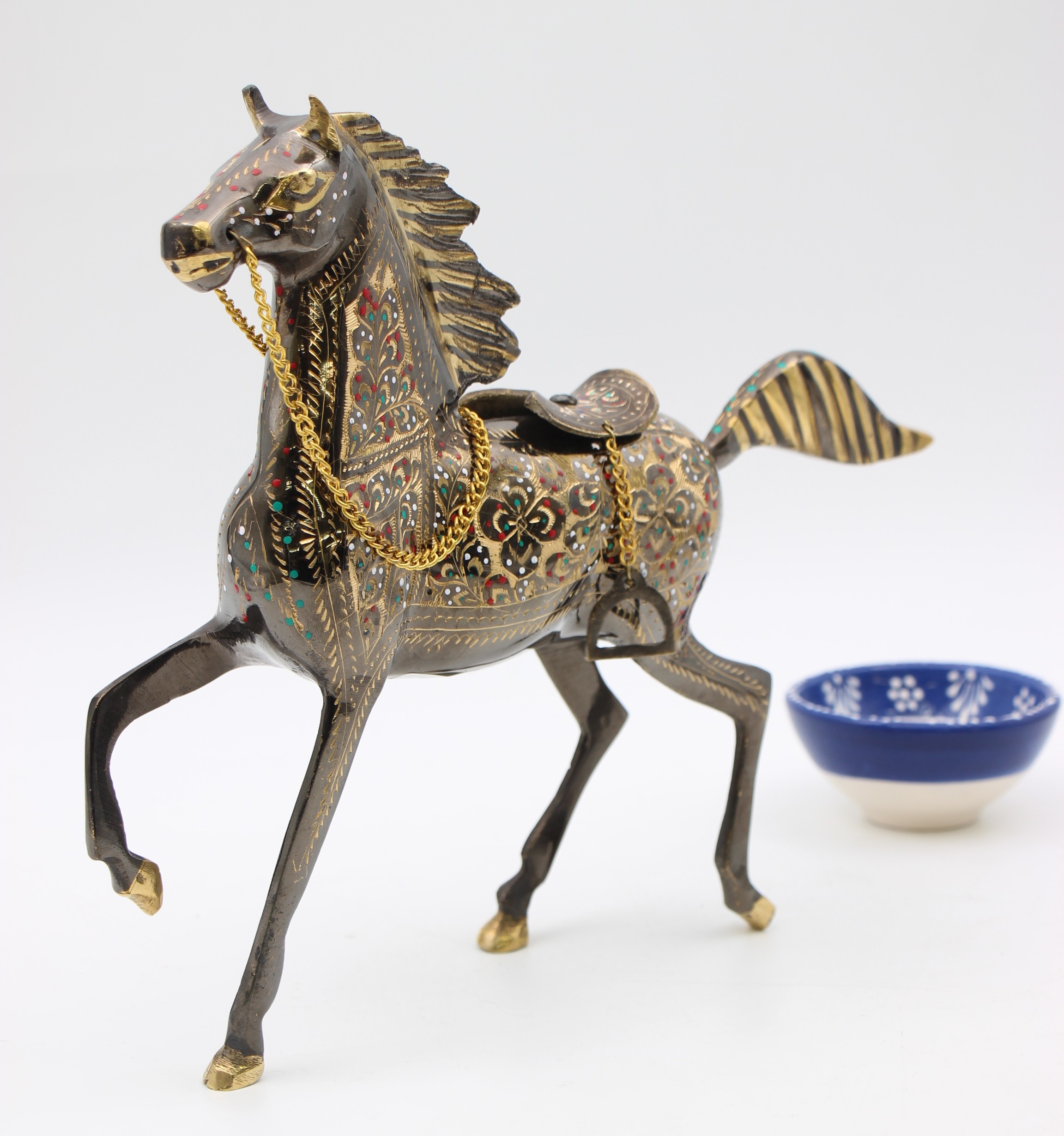 Brass Handcrafted Prancing Horse 25 cm 2