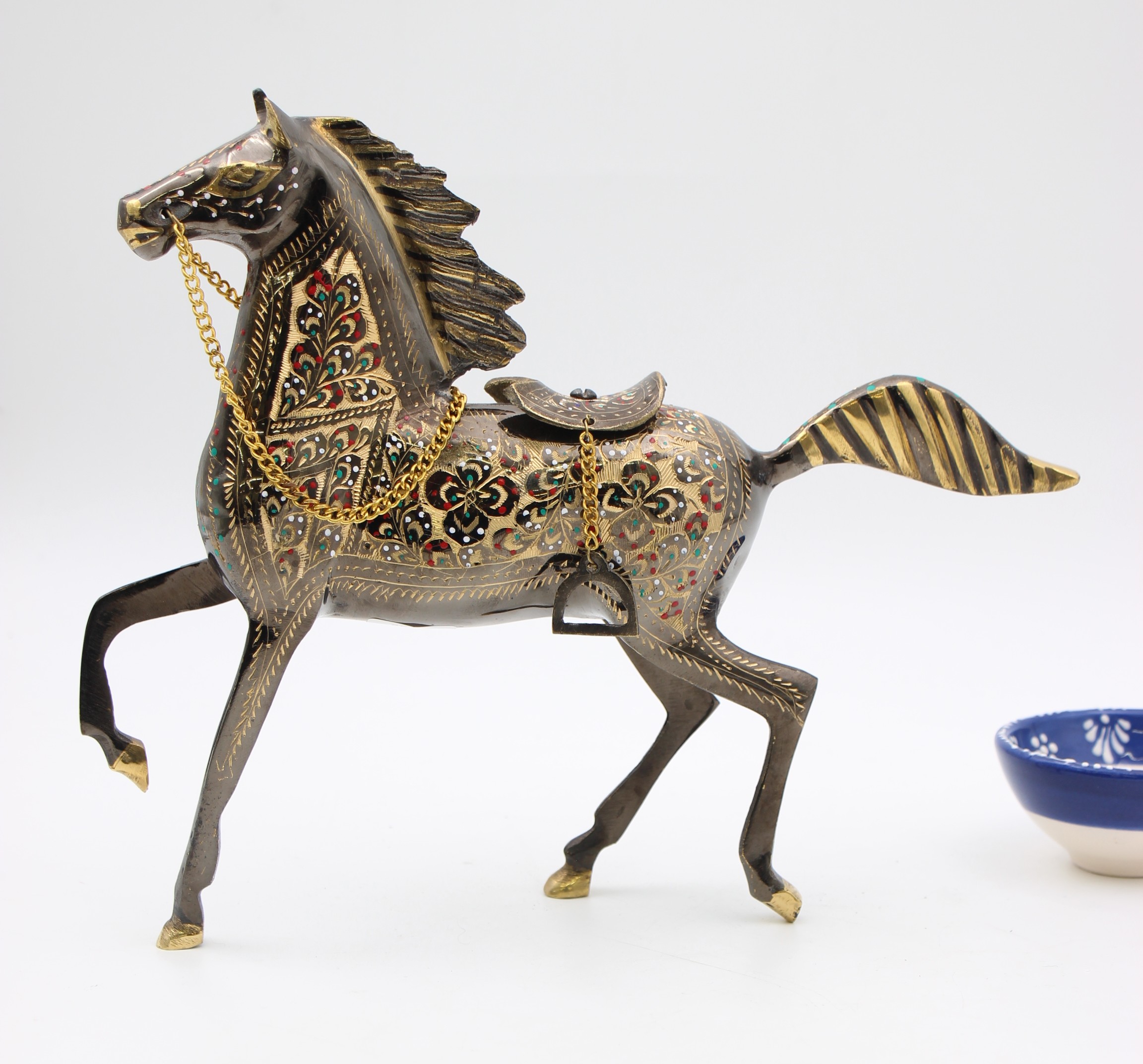 Brass Handcrafted Prancing Horse 25 cm 3