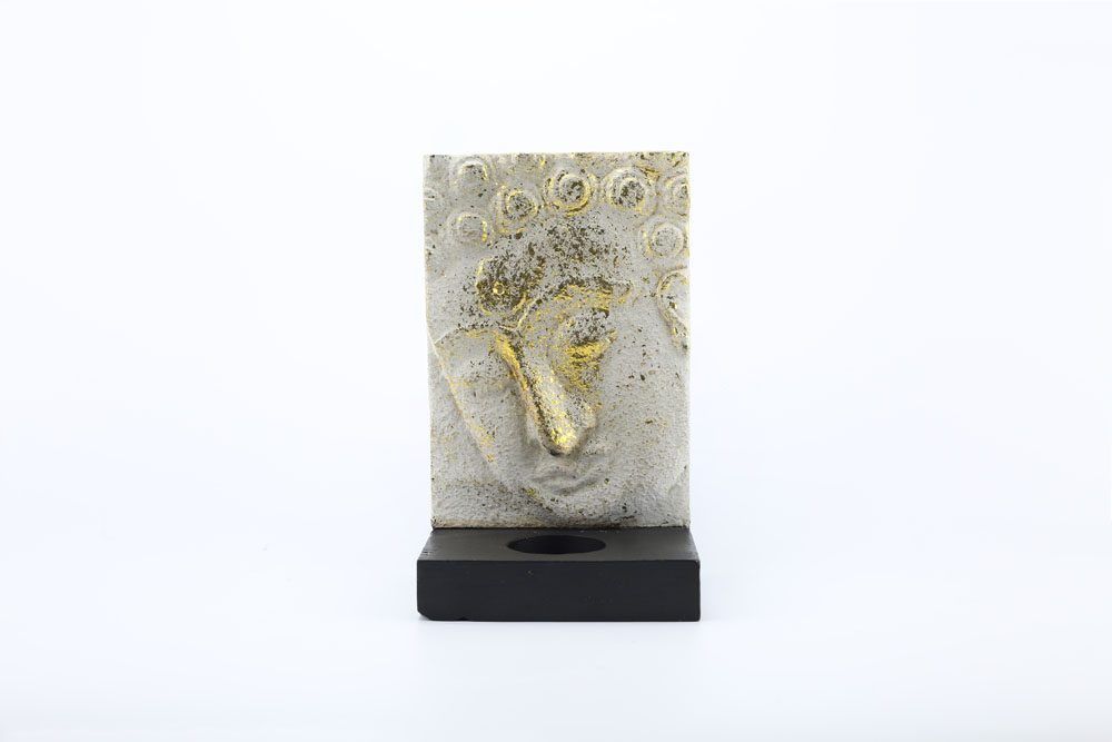 Buddha Tile With Candle Holder Antique White