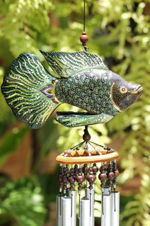 Colourful Asian Fish 8 Bell Chime Green