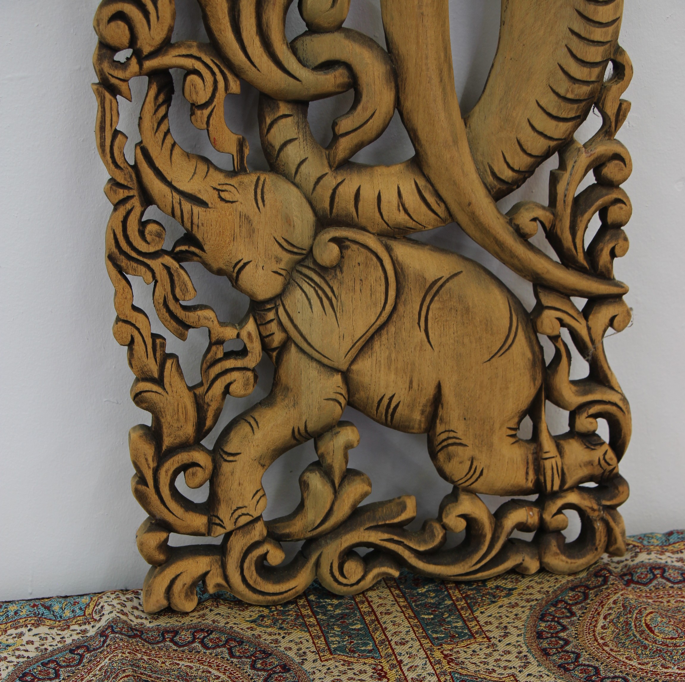 ELEPHANT 90 X 35 TEAK WALL CARVING 3