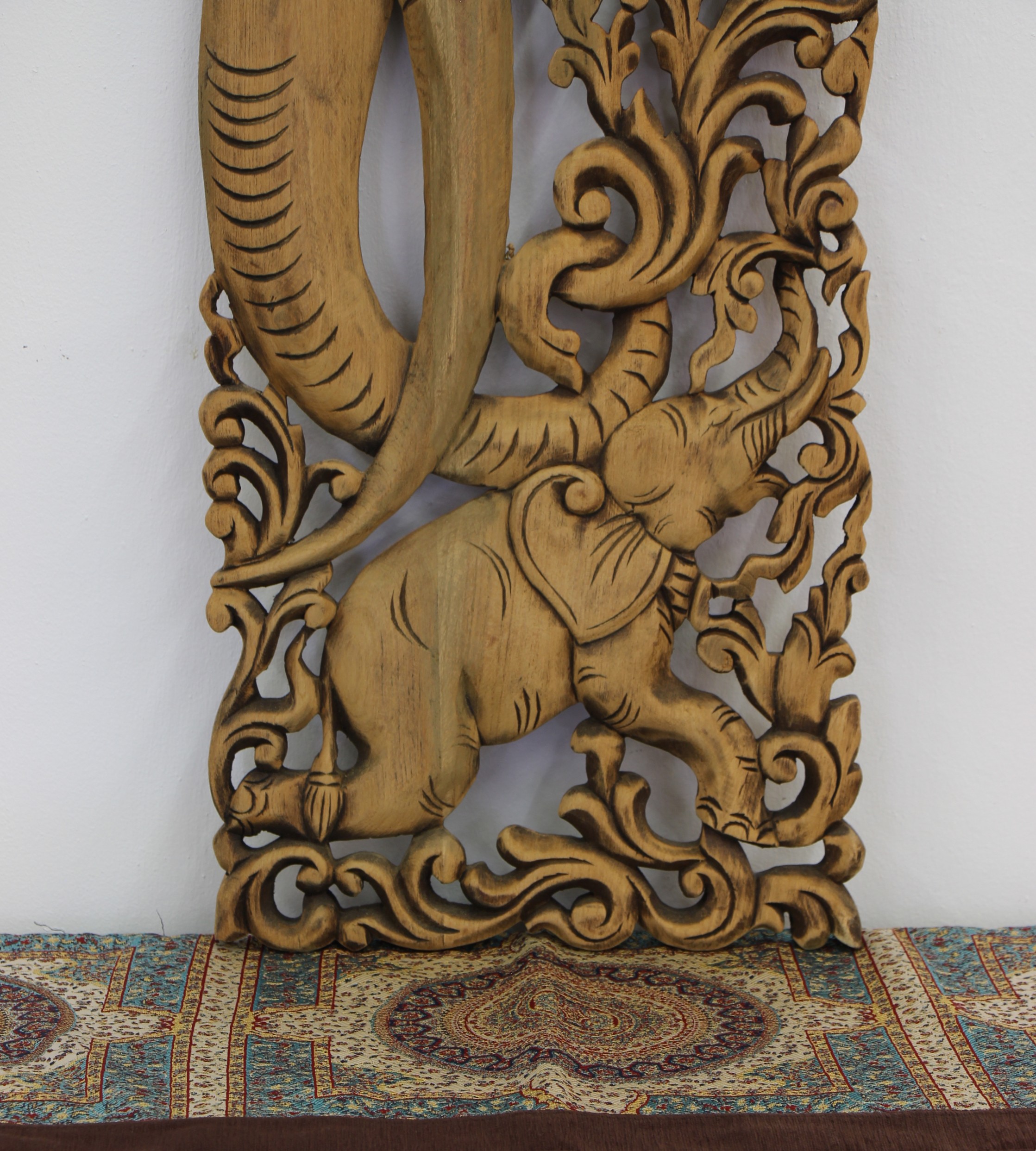 ELEPHANT 90 X 35 TEAK WALL CARVING L2