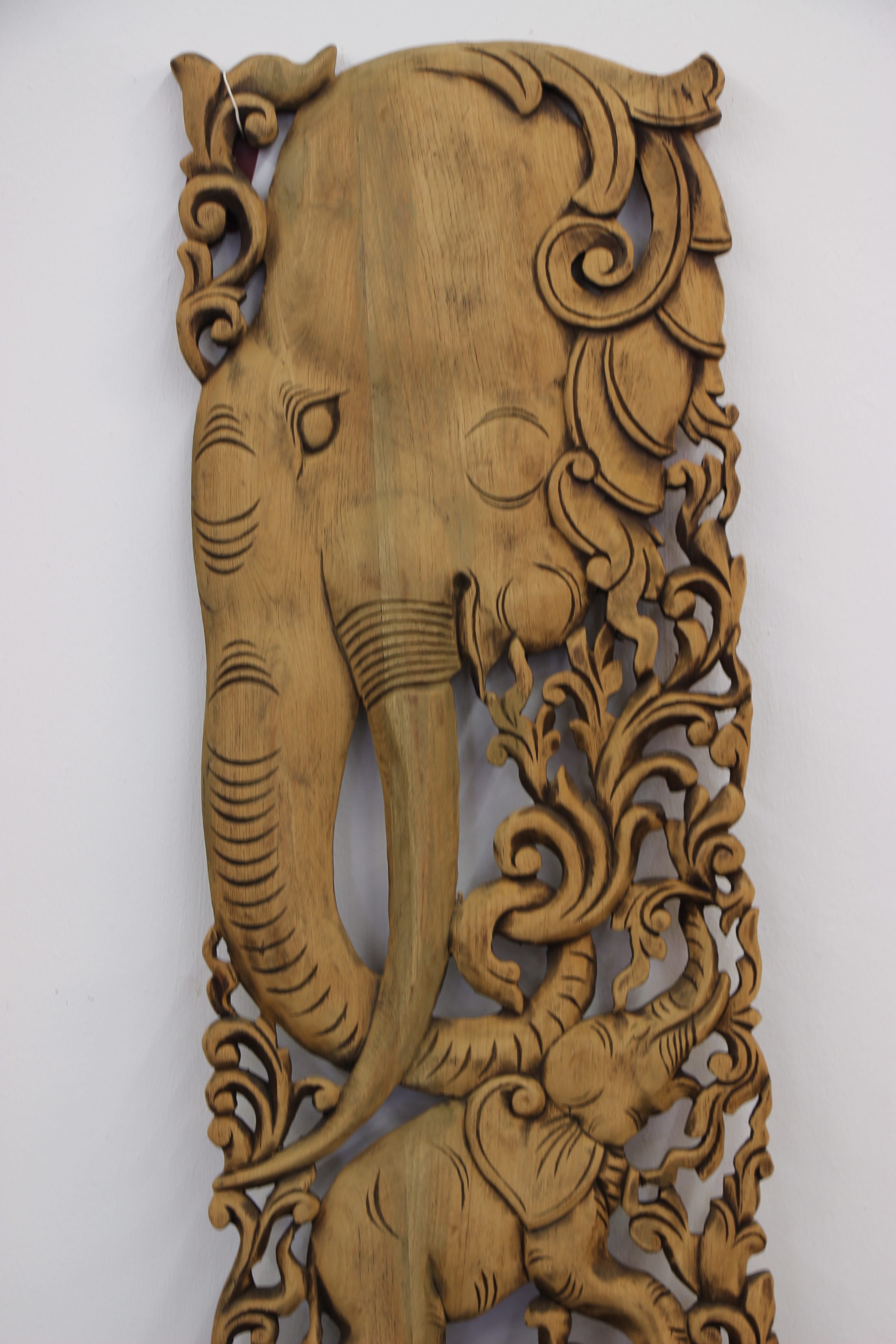 ELEPHANT 90 X 35 TEAK WALL CARVING L3