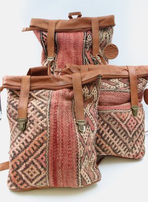 Genuine Moroccan Leather & Hand Woven Kilim Bags