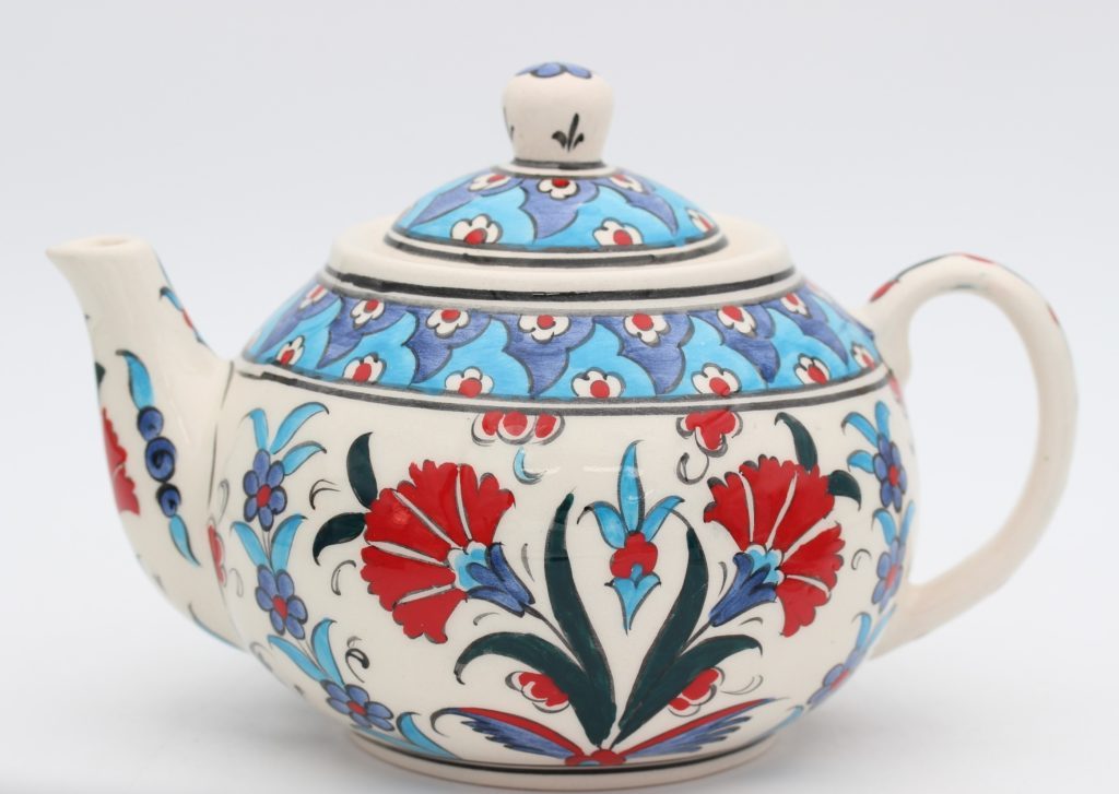 Large Hand Crafted Turkish Ceramic Tea Pots In Tulip Nirvana