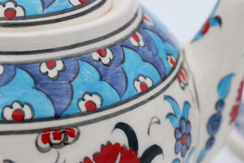 Large Hand Crafted Turkish Ceramic Tea Pots In Tulip Nirvana