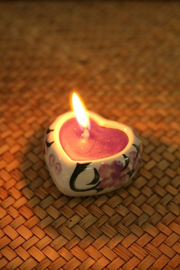 Heart Shaped Tea Candle Holder With Scented Tea Candle x 10