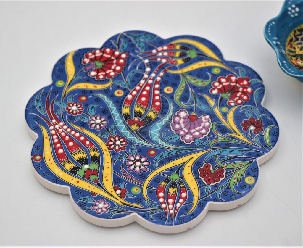 Hand Crafted 19cm Colorful Turkish Ceramic Hot Pot Holders "Trivets
