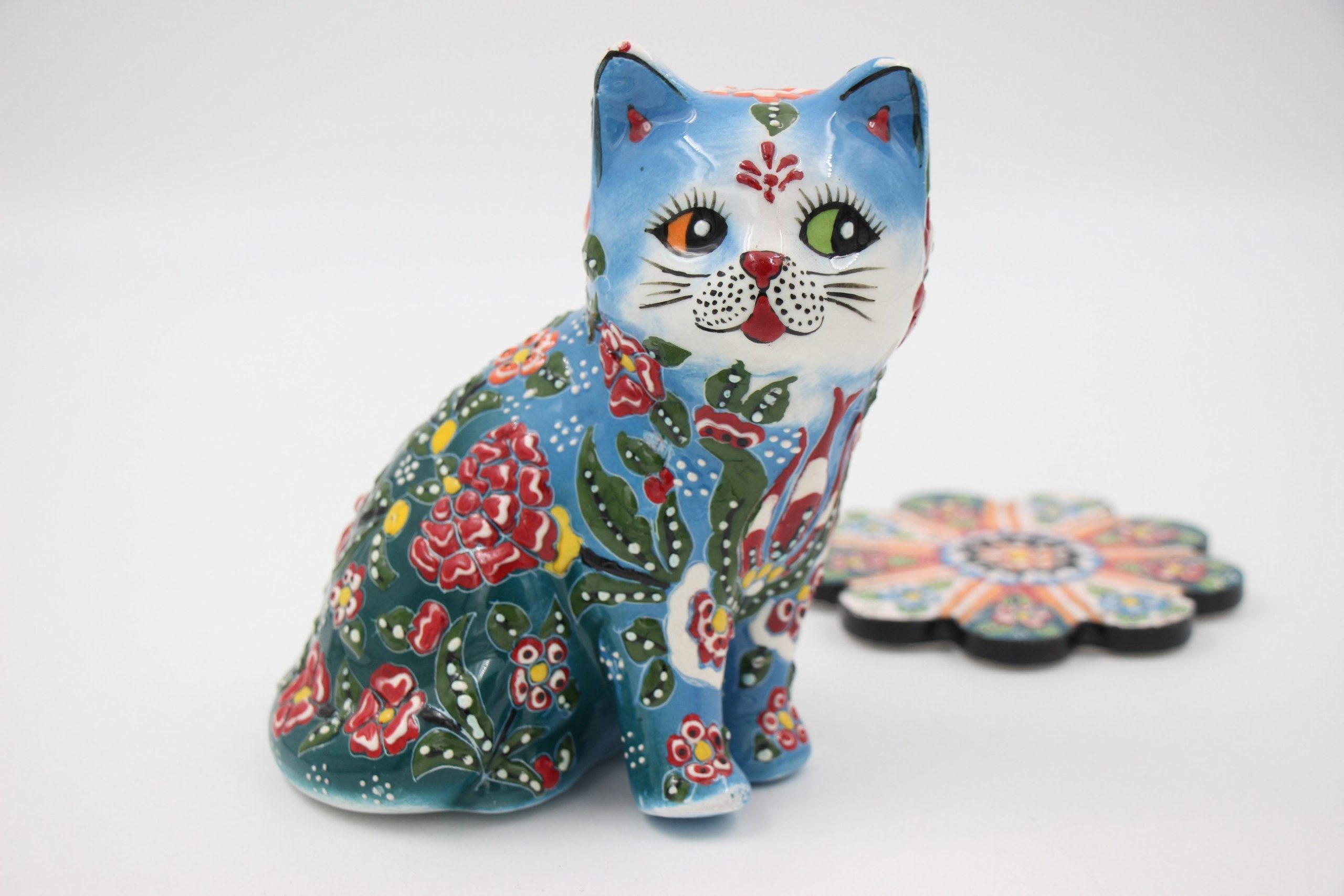 Hand-Painted Ceramic Cat Figurines from Peru (Set of 3) - Colorful Kittens