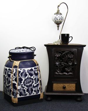 Large 53cm Rice Basket Royal Blue Finish With White Background