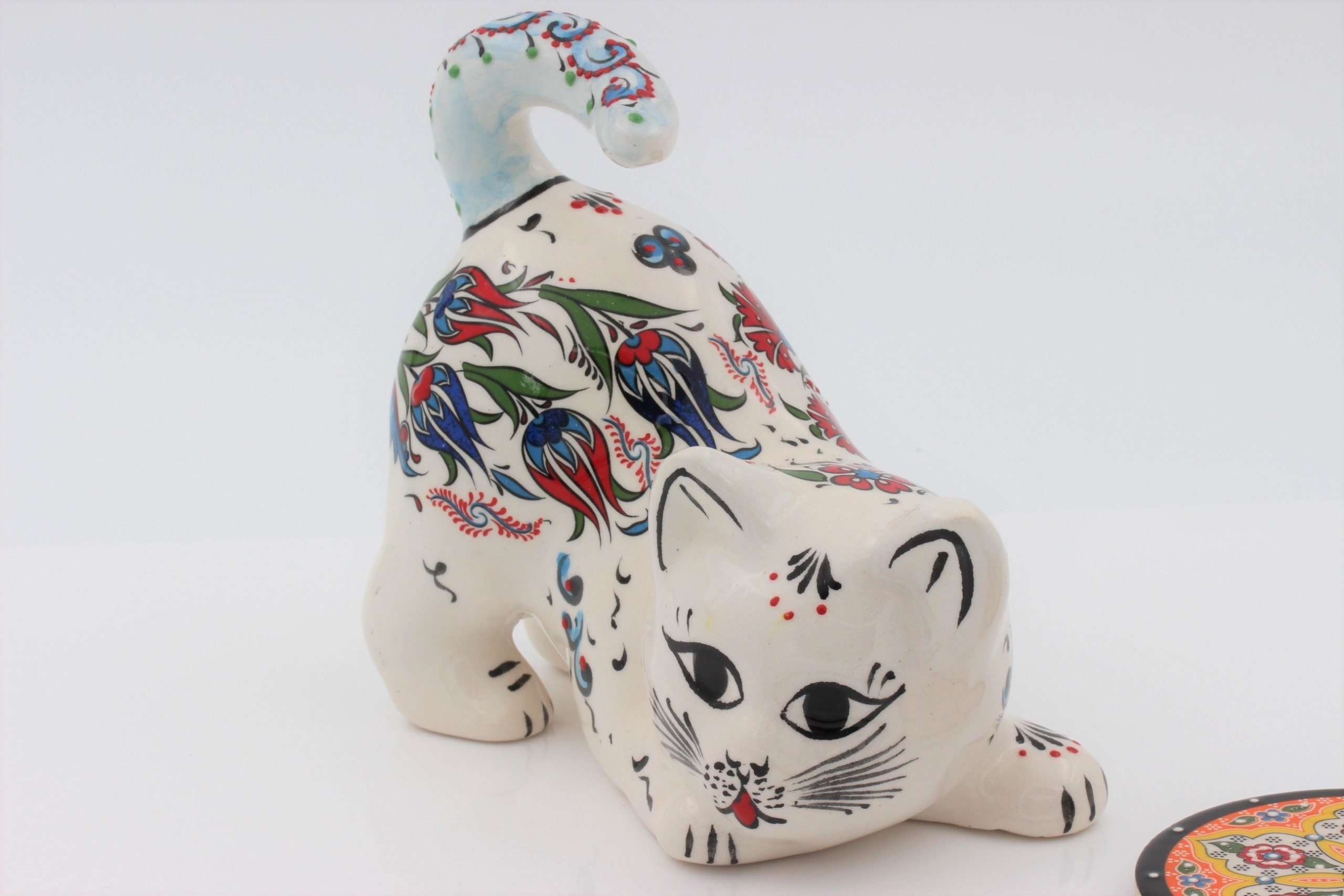 Hand Painted Turkish Large Ceramic Cats In Tulip Design - Nirvana