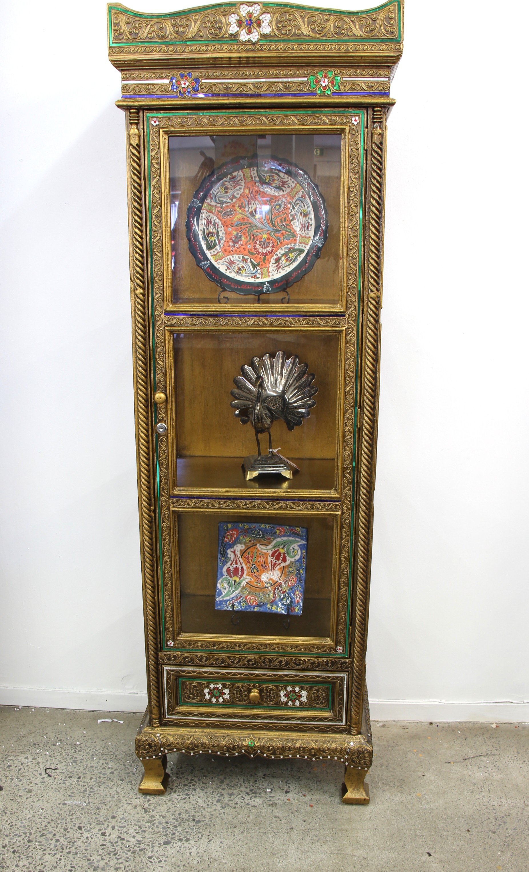 Ornate Display Cabinet With Glass Panels 1