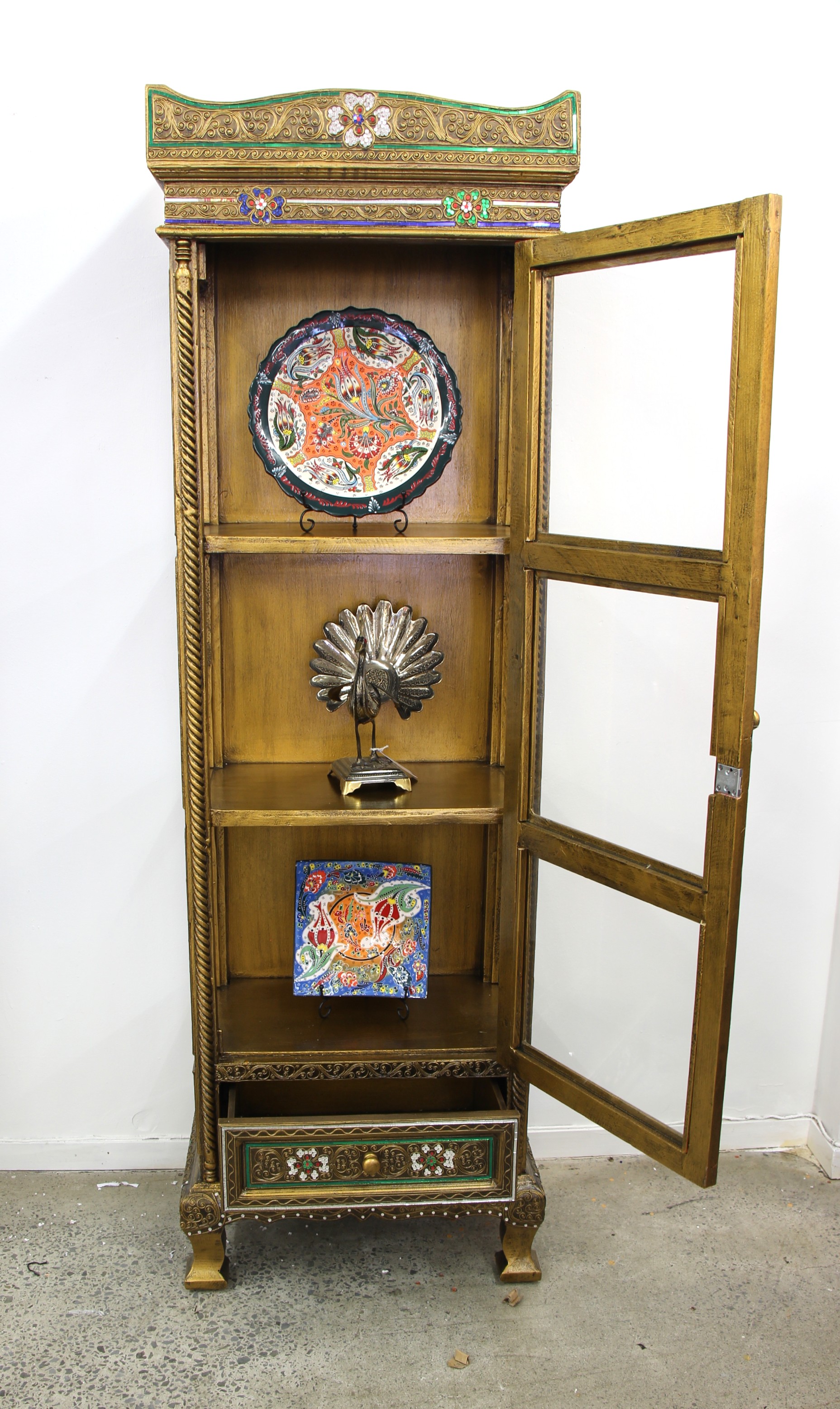 Ornate Display Cabinet With Glass Panels 2