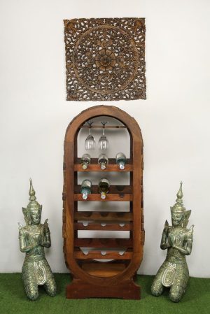 Recycled Teak 12 Bottle Wine Stand