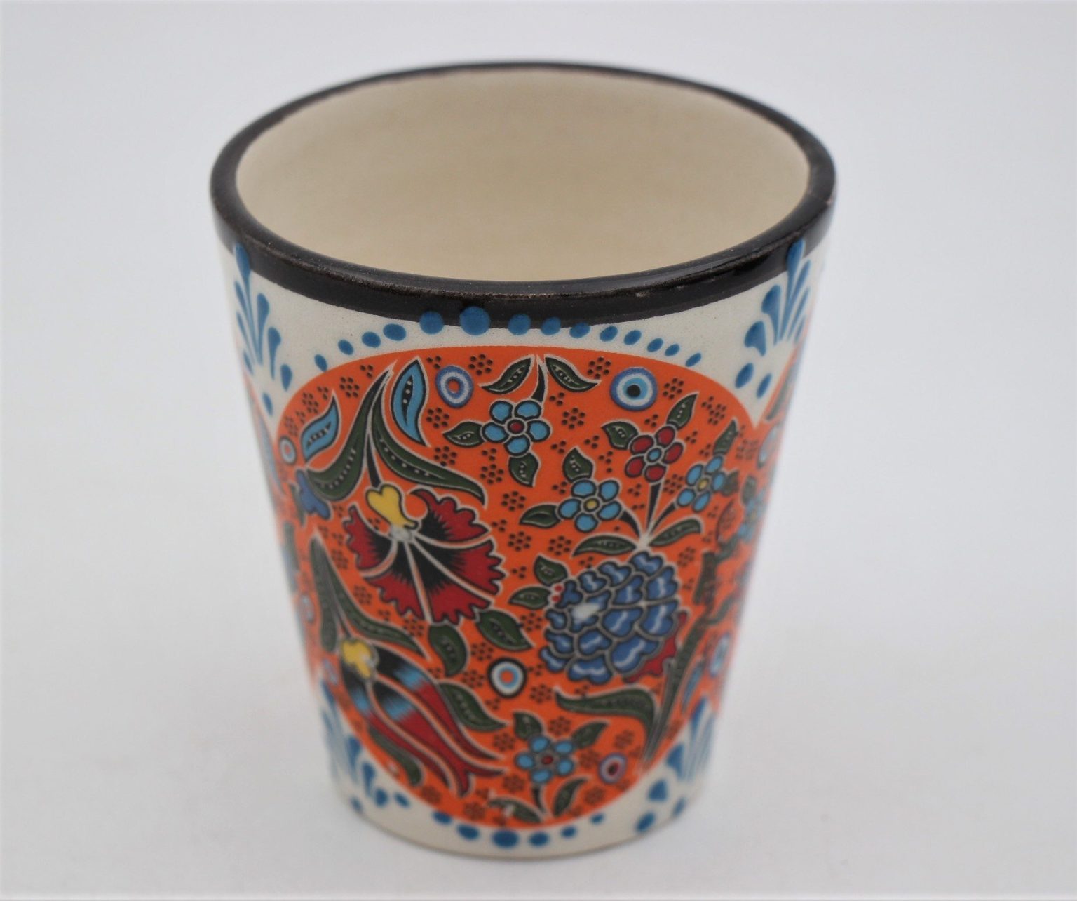 Hand Crafted Turkish Ceramic Water Glass In Colourful Relief Nirvana
