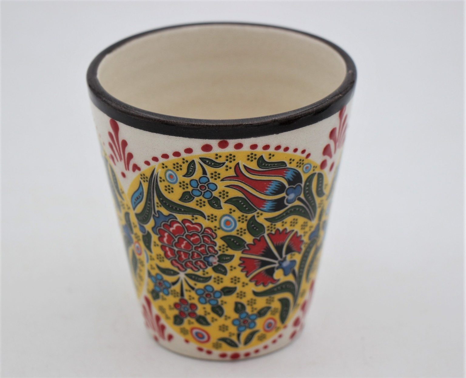 Hand Crafted Turkish Ceramic Water Glass In Colourful Relief Nirvana