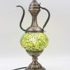 Turkish Mosaic Medium Teapot Table Lamp Cracked Green- 37cm