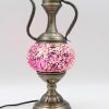 Turkish Mosaic Medium Teapot Table Lamp Cracked Purple- 37cm