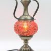 Turkish Mosaic Medium Teapot Table Lamp Cracked Red- 37cm