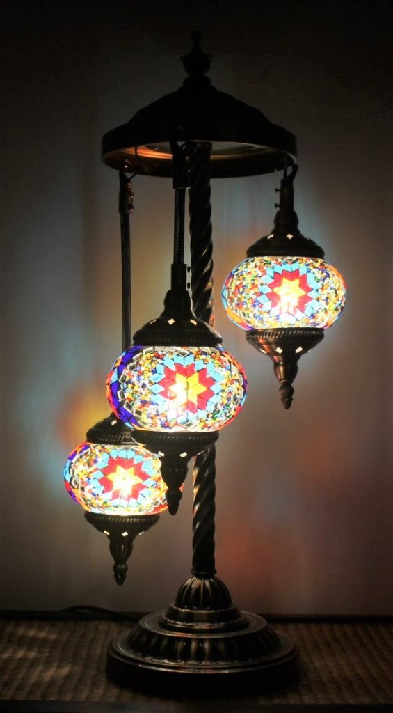 Turkish Mosaic Floor Lamp 3 Globe White Nirvana Eastern Imports